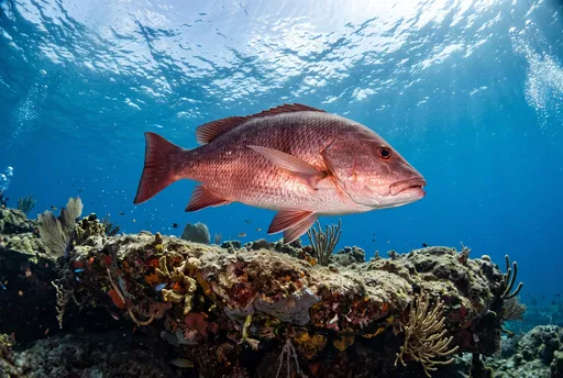 Red Snapper Above Coral Reef