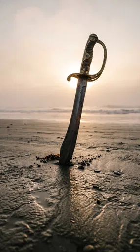 Pirate Cutlass Sword in Wet Beach Sand