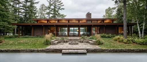 Mid-Century Modern Lakeside Home With Patio