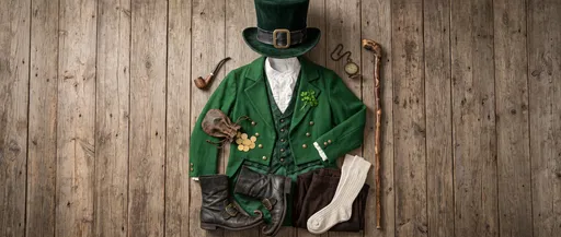 Leprechaun Costume Flat Lay on Wood