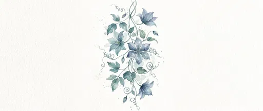 Blue Watercolor Clematis Vine Illustration