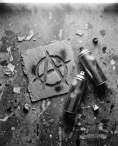 Monochrome Anarchy Stencil and Spray Cans