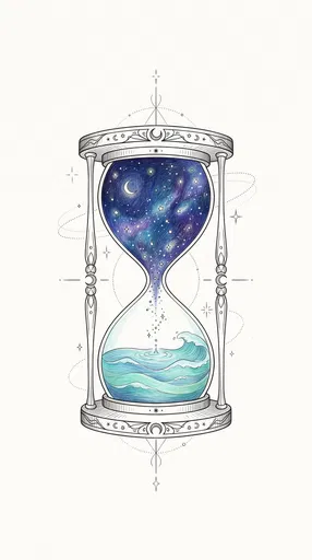 Celestial Hourglass With Starry Sky and Ocean