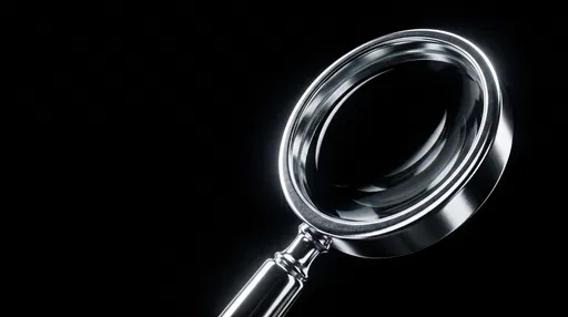 Chrome Magnifying Glass on Black Background