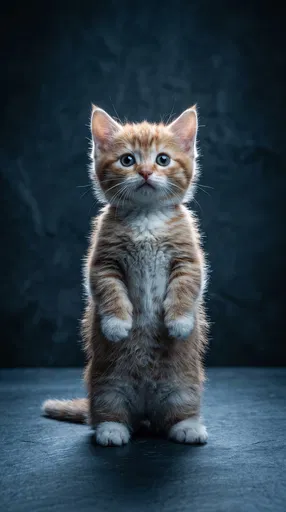 Orange Kitten Standing On Hind Legs