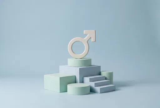 Ceramic Male Symbol on Pastel Pedestals