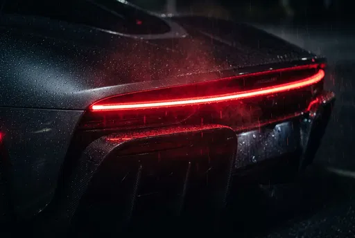 Supercar Red LED Taillight in Rain