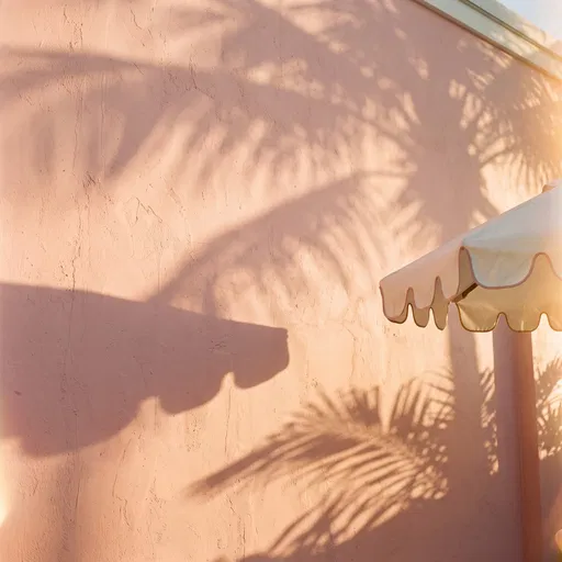 Pink Stucco Wall With Palm Shadows