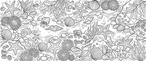 Tide Pool Marine Life Coloring Page