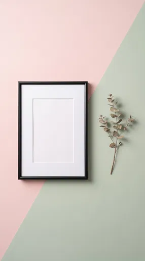 Black Picture Frame Mockup on Pastel Background