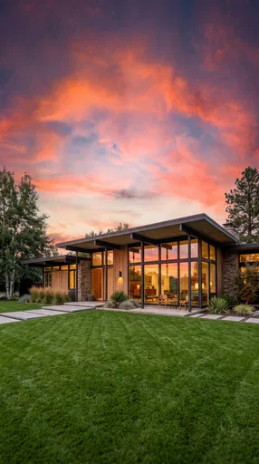Mid-Century Modern Home at Sunset