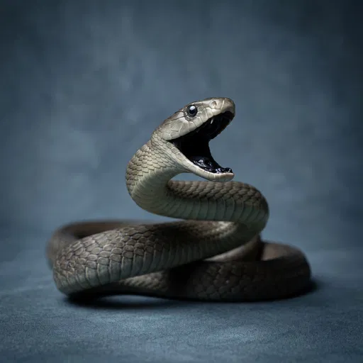Black Mamba Snake Defensive Studio Portrait
