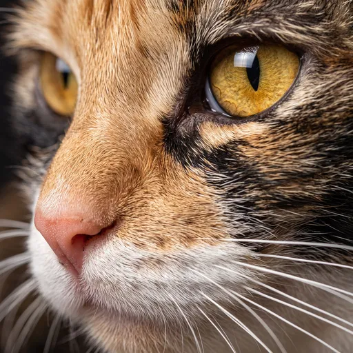 Extreme Close-Up of Calico Cat Face