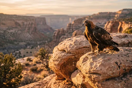 Golden Eagle Perched on Canyon Rock