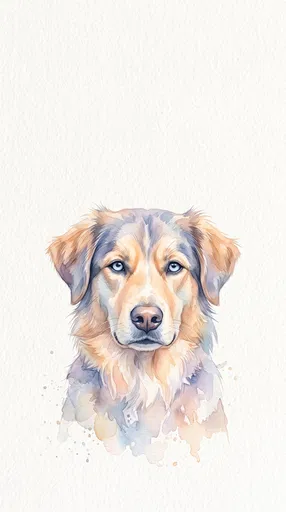 Watercolor Portrait of Golden Retriever Mix