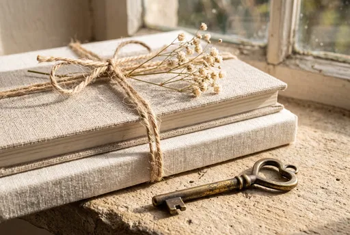 Linen Journals With Antique Heart Key
