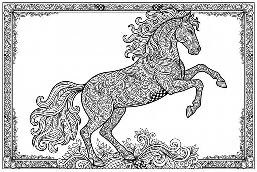 Zentangle Rearing Stallion Coloring Page