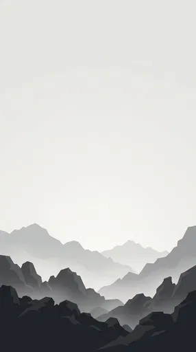 Monochrome Layered Mountain Silhouette Illustration