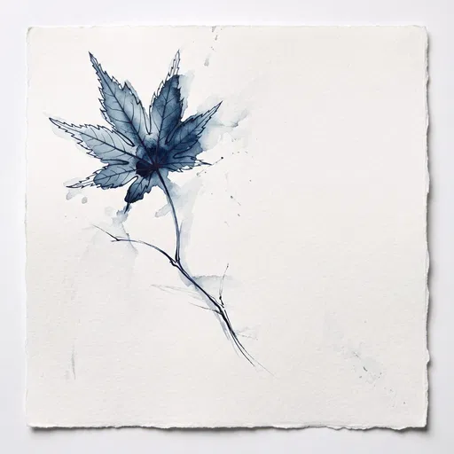 Indigo Ink Japanese Maple Leaf Illustration