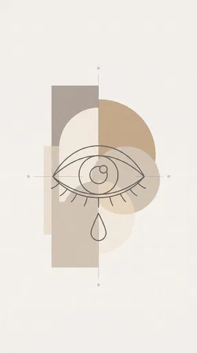 Minimalist Line Art Crying Eye Illustration