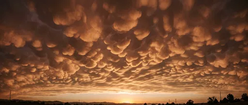 Golden Sunset Mammatus Clouds Panorama