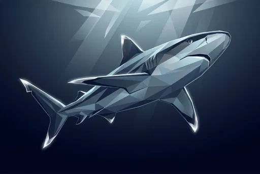 Geometric Low Poly Silvertip Shark Illustration
