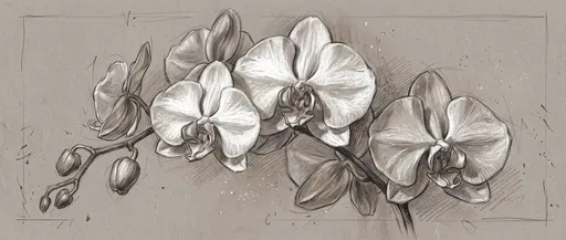 Charcoal and Graphite Orchid Stem Study