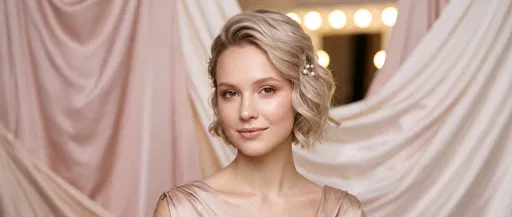 Blonde Woman With Pearl Hairpins Portrait