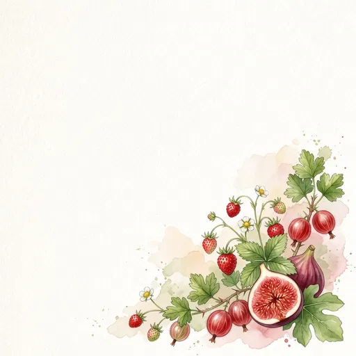 Watercolor Red Fruits Corner Illustration