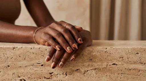 Modern Earthy Heart Nail Art