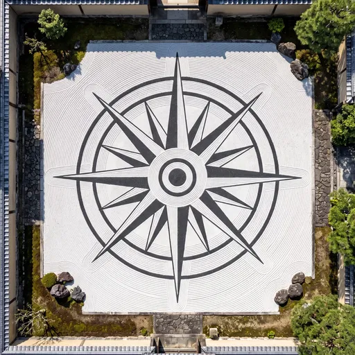 Aerial View of Zen Garden Compass Rose