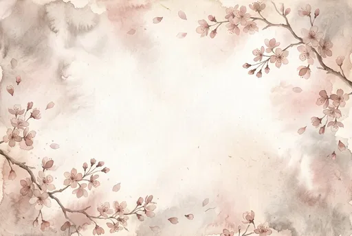Watercolor Cherry Blossom Frame Background