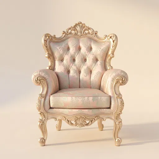 Ornate Rococo Armchair in Pastel Damask
