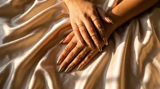 Hands With Gold Chrome Coffin Nails