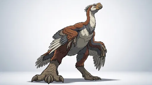 Low Angle Feathered Gigantoraptor Dinosaur Illustration