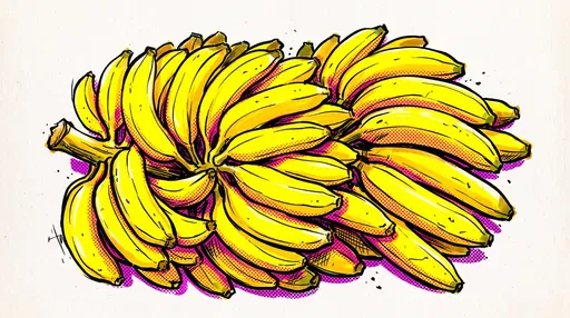 Pop Art Yellow Banana Bunch Illustration