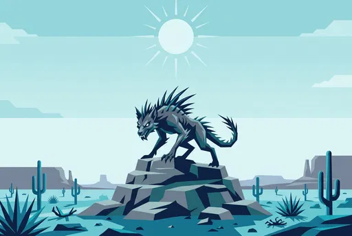 Flat Vector Chupacabra in Desert