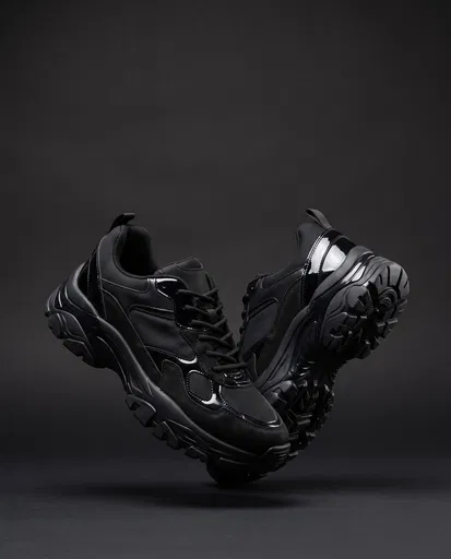 Floating Black Chunky Sneakers