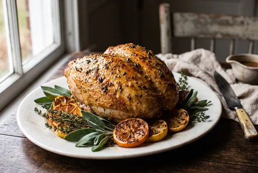 Roasted Herb Turkey Breast on Vintage Platter