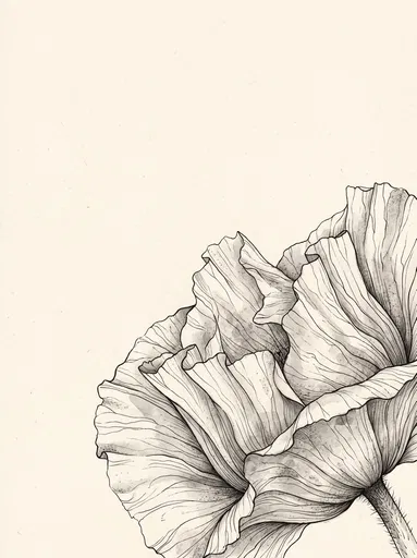 Pen and Ink Poppy Botanical Illustration