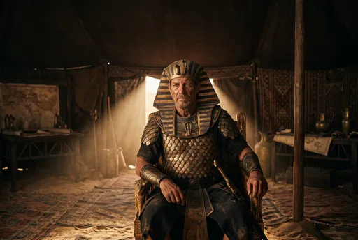 Aging Egyptian Pharaoh in Royal Tent