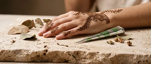 Hand With Simple Mehndi Design and Cone