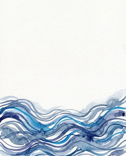 Blue Watercolor Wavy Lines Border Background