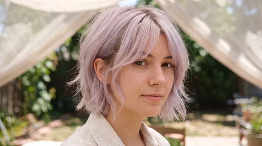 Young Woman With Pastel Lavender Bob Haircut