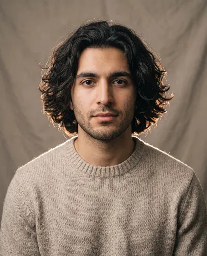 Studio Portrait of Man With Wavy Hair