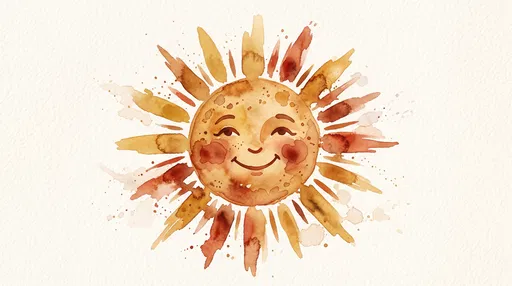 Warm Watercolor Smiling Sun Illustration
