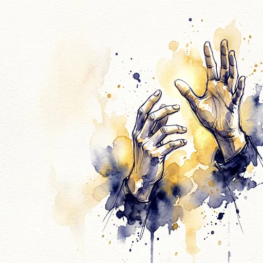 Watercolor Illustration of Gesturing Hands