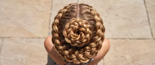 Overhead View of Braided Floral Bun