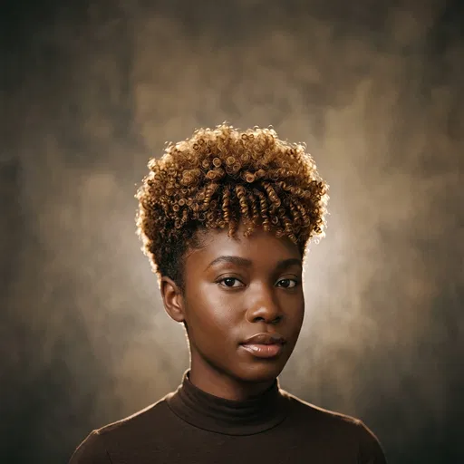 Portrait of Woman with Golden Short Afro