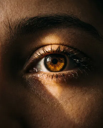 Golden Light Beam on Brown Eye